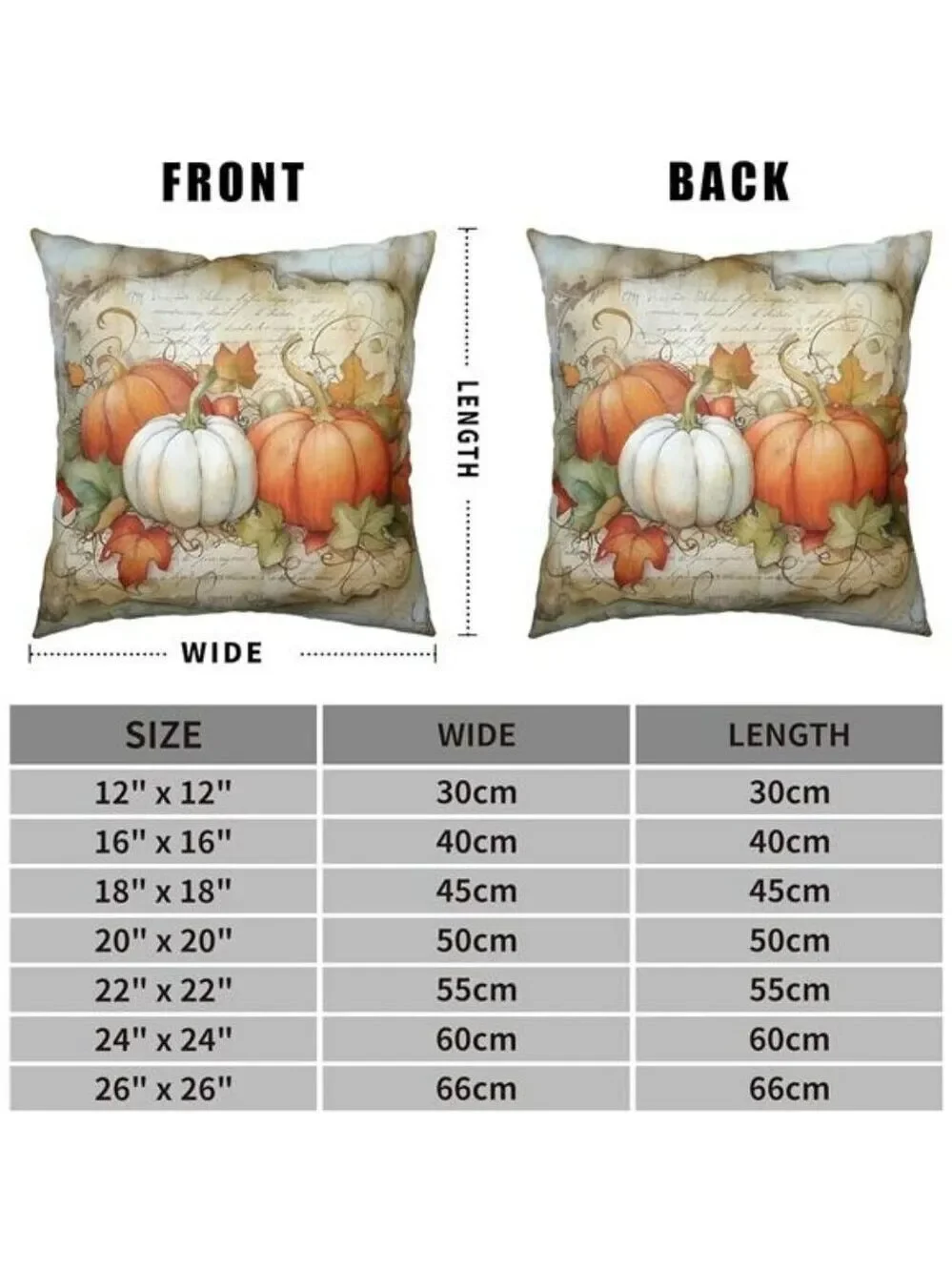 Thanksgiving Fall Pillow Covers Set of 2 18x18 Pumpkin Maple Leaves Outdoor Deco